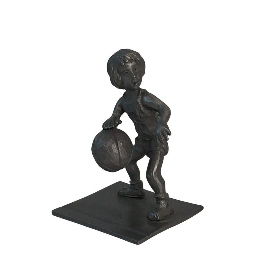 Rawcliffe Pewter Basketball Boy Figurine‎ 2" Gray Miniature Sports Statue